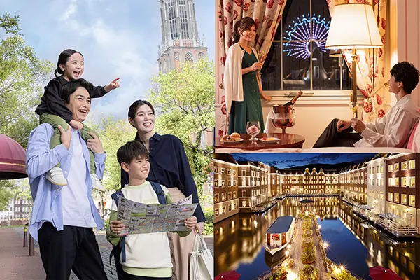 스마트폰 QR 코드를 활용해 대기 없이 하우스텐보스에 입장하는 모습