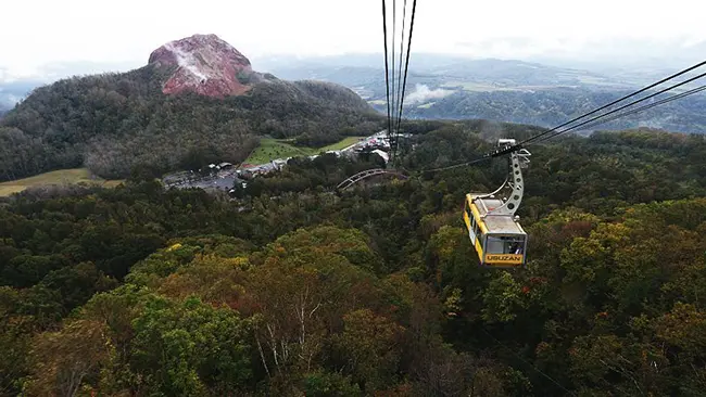 우스잔 로프웨이를 타고 올라가며 내려다본 쇼와신잔과 도야호의 환상적인 매치