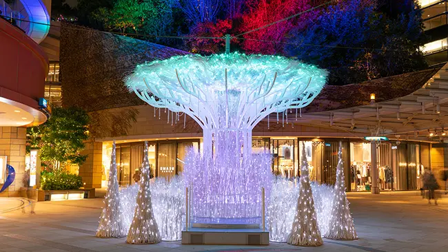 빛의 폭포가 쏟아지는 일루미네이션 야경