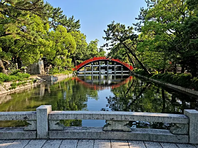스미요시 대사 소리하시 다리와 물 반영