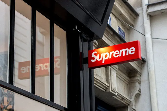 Supreme Osaka store exterior red logo