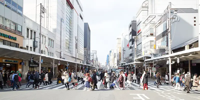 교토 최대의 번화가 가와라마치 사거리의 활기찬 거리 풍경과 쇼핑가