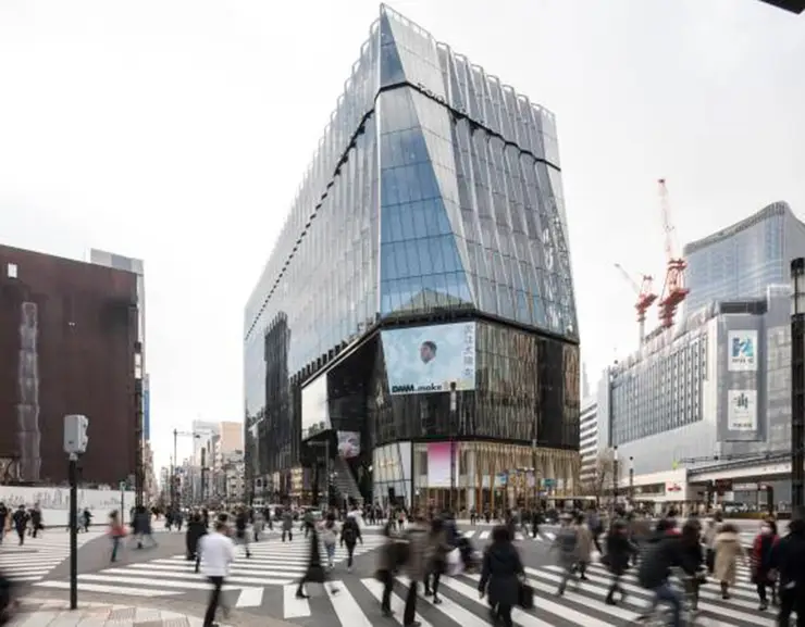 도큐 플라자 긴자 에도 기리코 모티브 파사드 - 닛켄 셋케이 설계