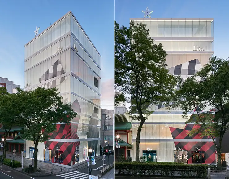 디올 오모테산도 - SANAA 설계의 드레이프 아크릴 파사드